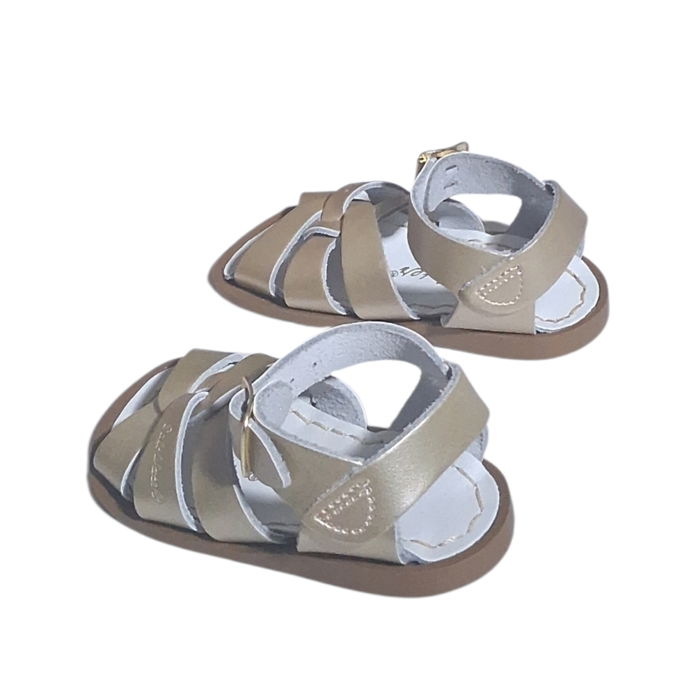 Salt Water Sandals by Hoy Shoe The Original Sandal TODDLERS  GOLD 820 Size 4 - Picture 5 of 6